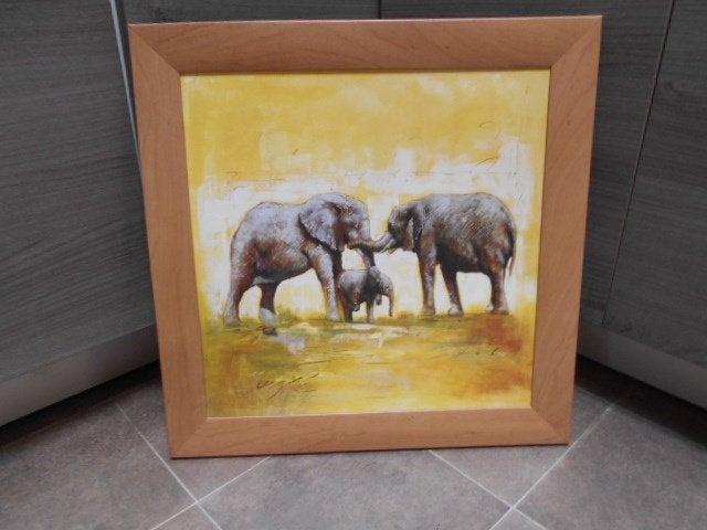 Mooie kader "Olifanten " - 40 x 40 cm., Ophalen of Verzenden, Nieuw