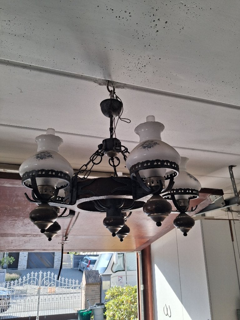 Rustieke luster 5 lichtpunten, Ophalen