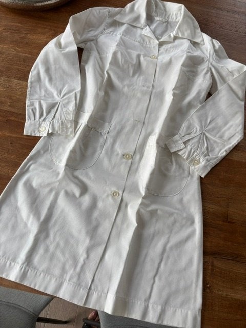 Jurk/schort vintage maat 40, Maat 38/40 (M), Wit, Ophalen of Verzenden, Zo goed als nieuw