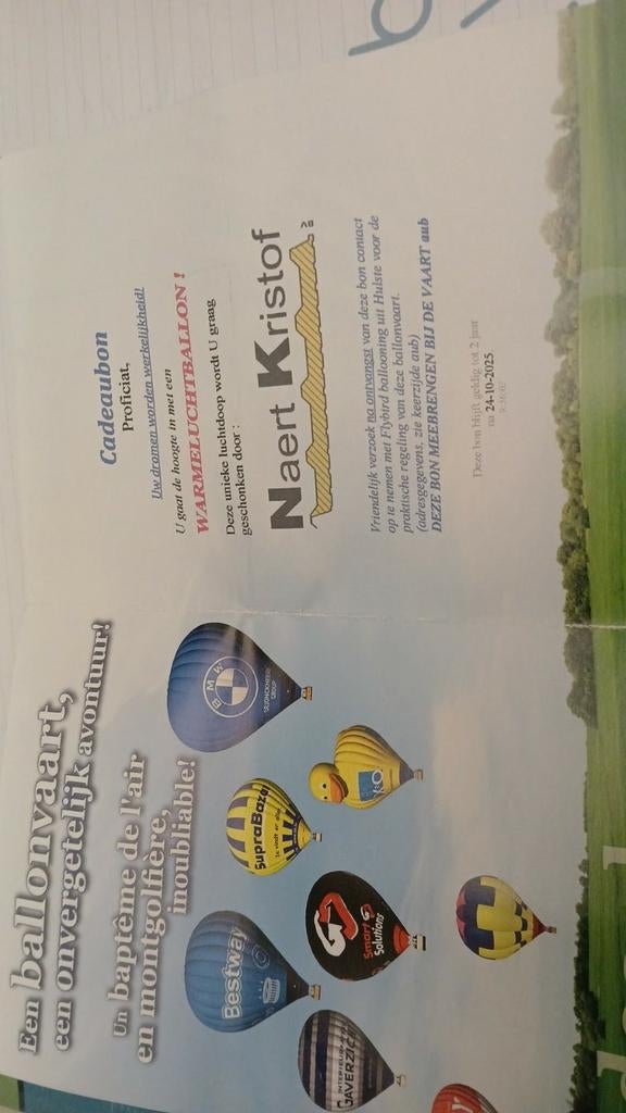 Cadeaubon ballonvaart regio Hulste