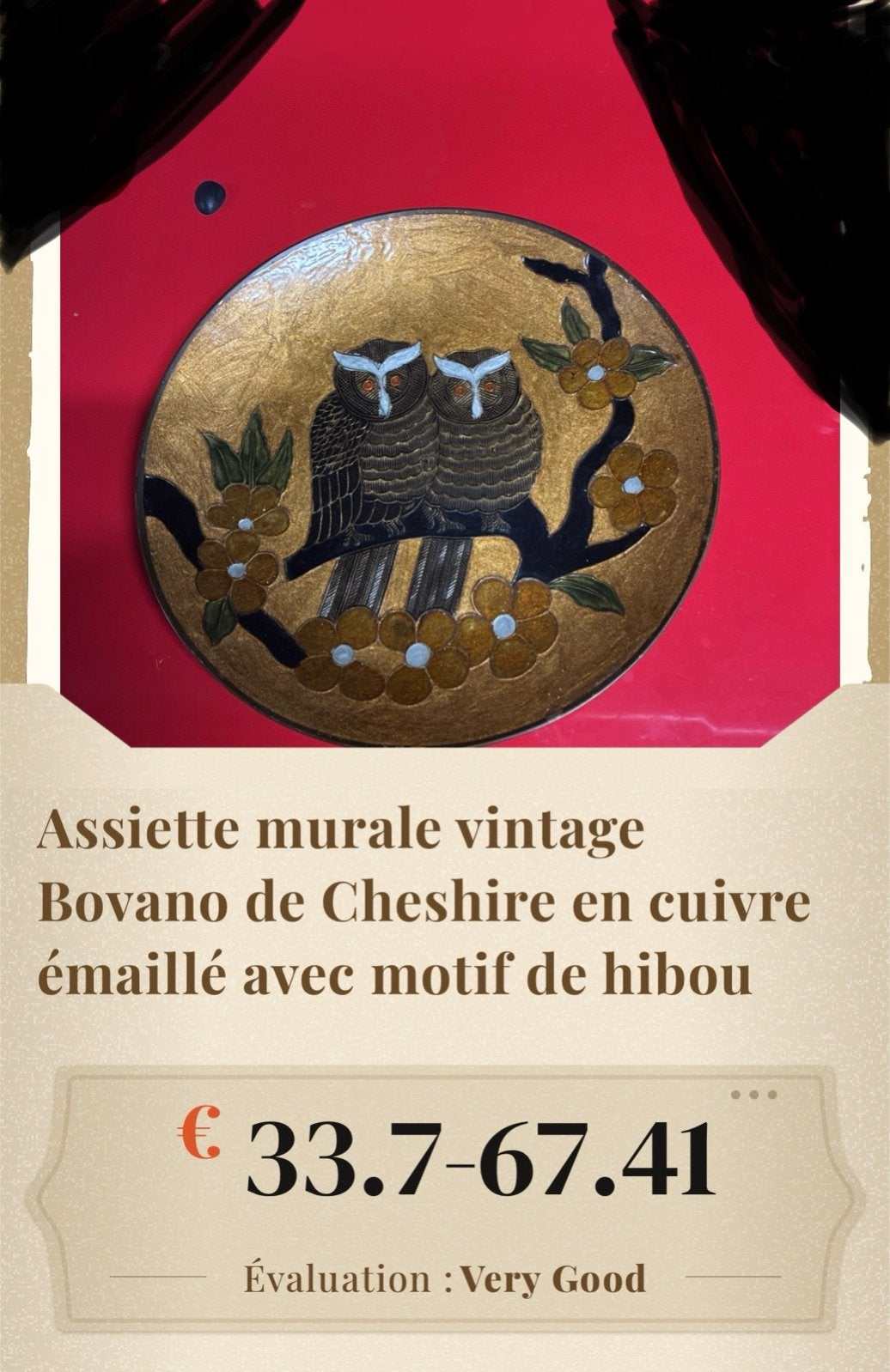 VINTAGE BOVANO KOPEREN WANDPLAAT, Antiek en Kunst, Ophalen, Koper