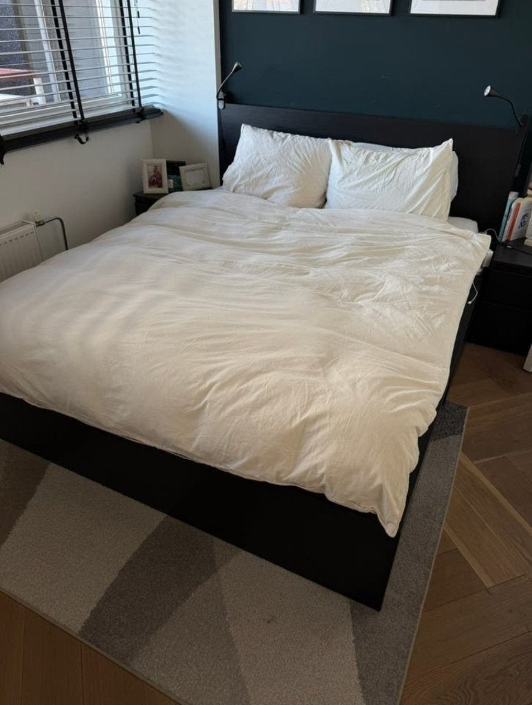 Lit IKEA MALM +2 table de chevet (160200) + tiroirs, Maison & Meubles, Comme neuf, Enlèvement, Bois, Deux personnes
