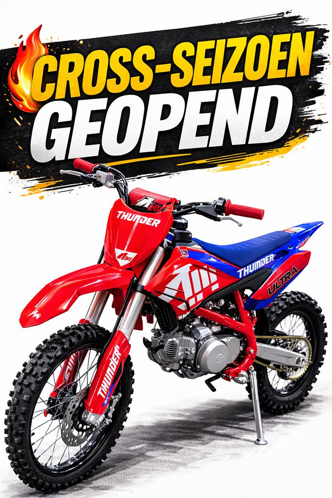 125cc Dirtbike Pitbike Crossmotor – 85 km/u – Nieuw, Verzenden, 1 cilinder, 11 kW of minder