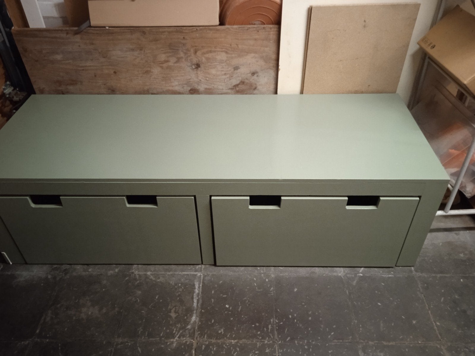 Assise et banquette de rangement robustes., 150 à 200 cm, Moins de 50 cm, Enlèvement, Utilisé