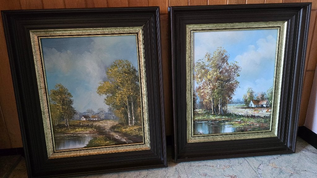 2st schilderijen van een landschap, Antiek en Kunst, Ophalen, Klassiek, Ingelijst, Landschap
