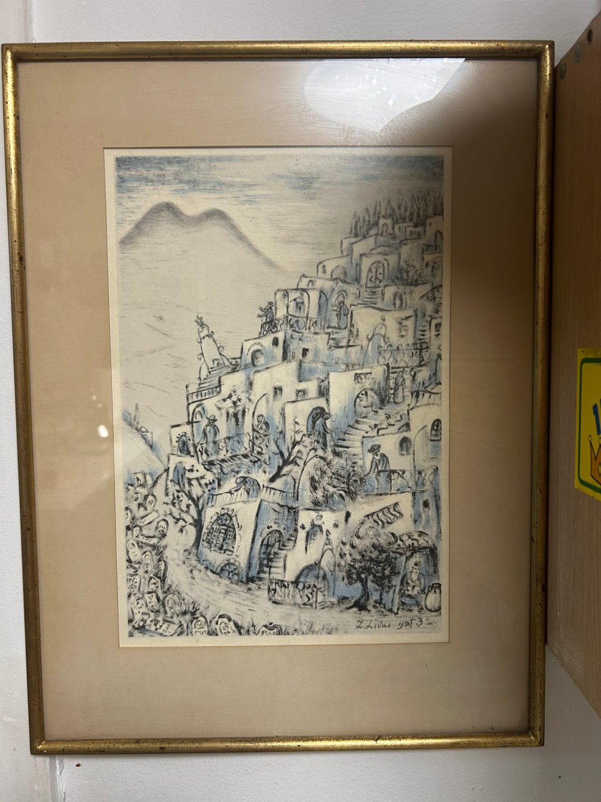 Ancienne lithographie signée – Village de Jérusalem Judaica, Antiquités & Art, Art | Dessins & Photographie, Enlèvement, Dessin