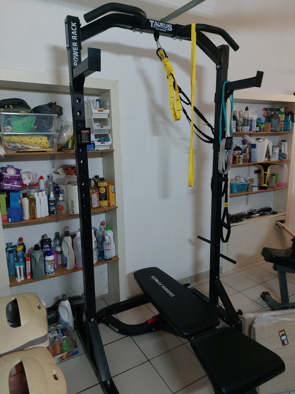 Musculation - Power rack Taurus, Sport en Fitness, Fitnessapparatuur, Ophalen, Zo goed als nieuw, Metaal