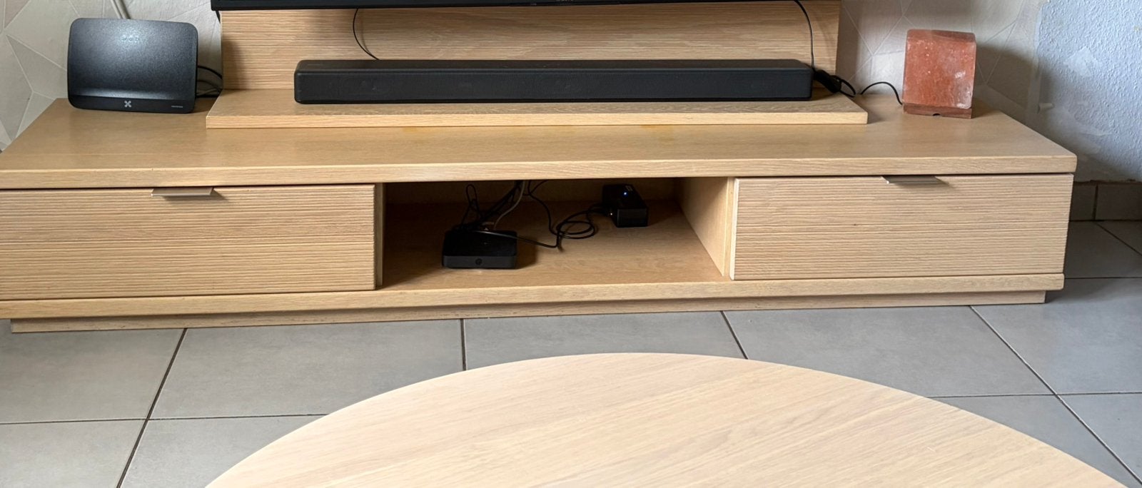 Meuble tv chene blanchit, Maison & Meubles, Armoires | Mobilier de télévision, Enlèvement, Utilisé, Chêne