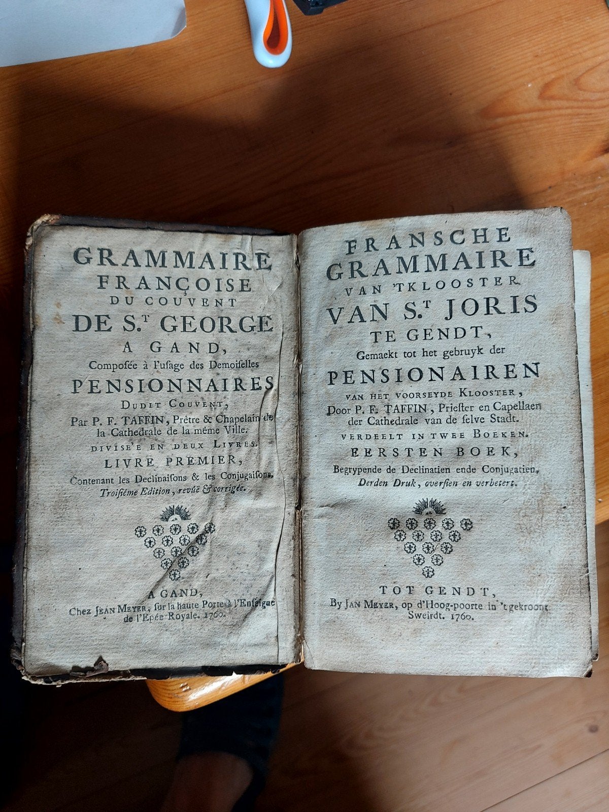 Franse grammaire vant klooster st joris te Gendt 1760, Ophalen of Verzenden