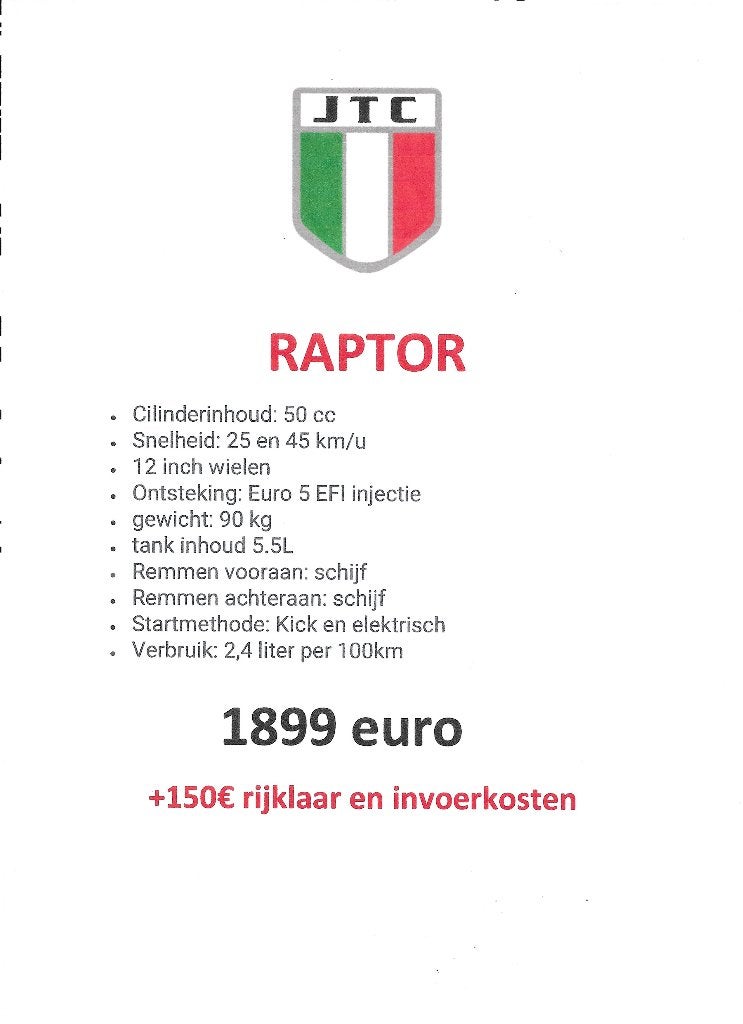 jtc raptor nieuwe scooter in A of B te verkrijgen 1899€, Neuf, JTC, Enlèvement, Essence
