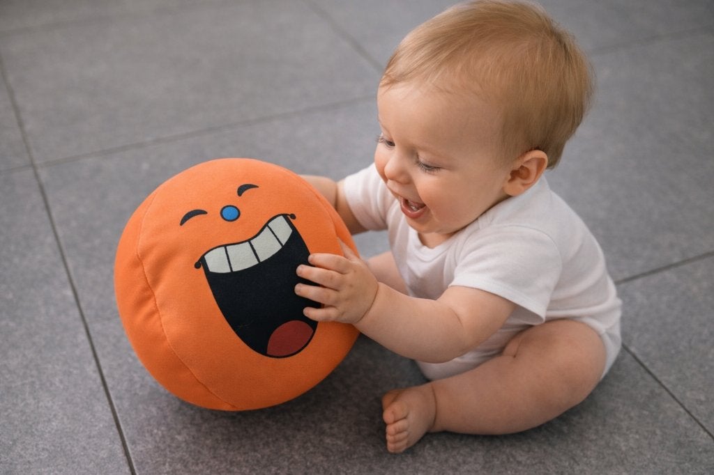Balle smiley orange à billes – très bon état, Enlèvement ou Envoi, Comme neuf