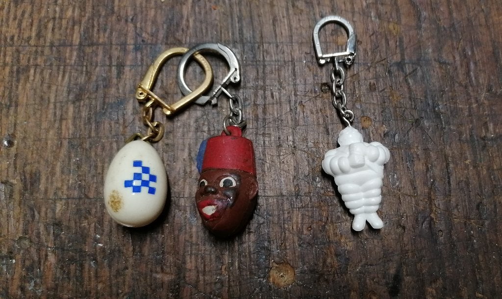 Lustucru Michelin sleutelhanger met banaan, Verzamelen, Verzenden, Gebruikt, Overige typen