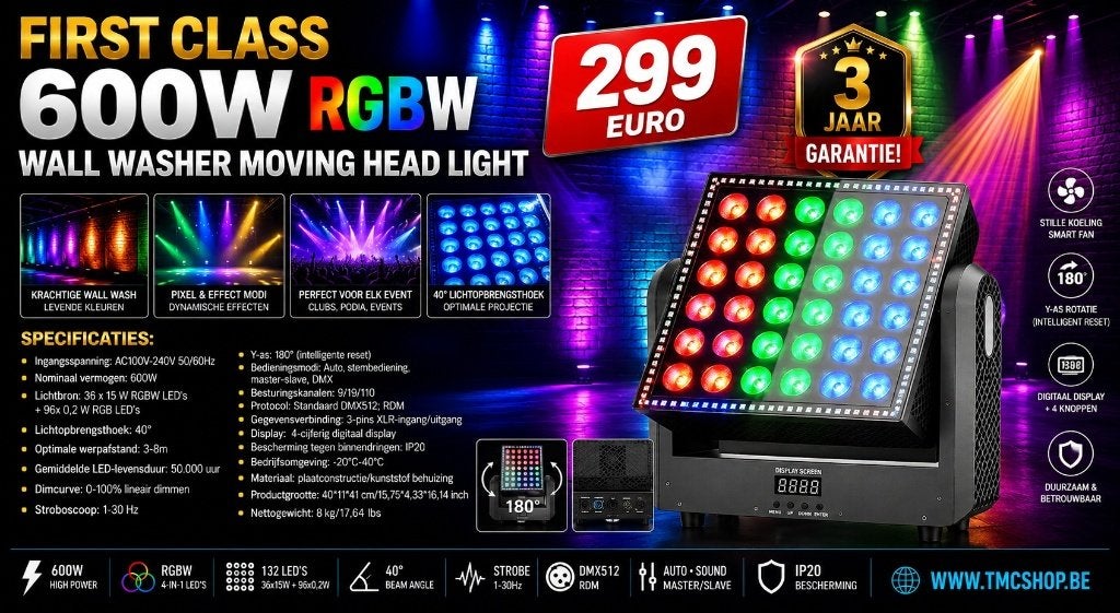 Nouveau lèche-mur 600W de première classe à tête mobile RGBW, Contacts & Messages