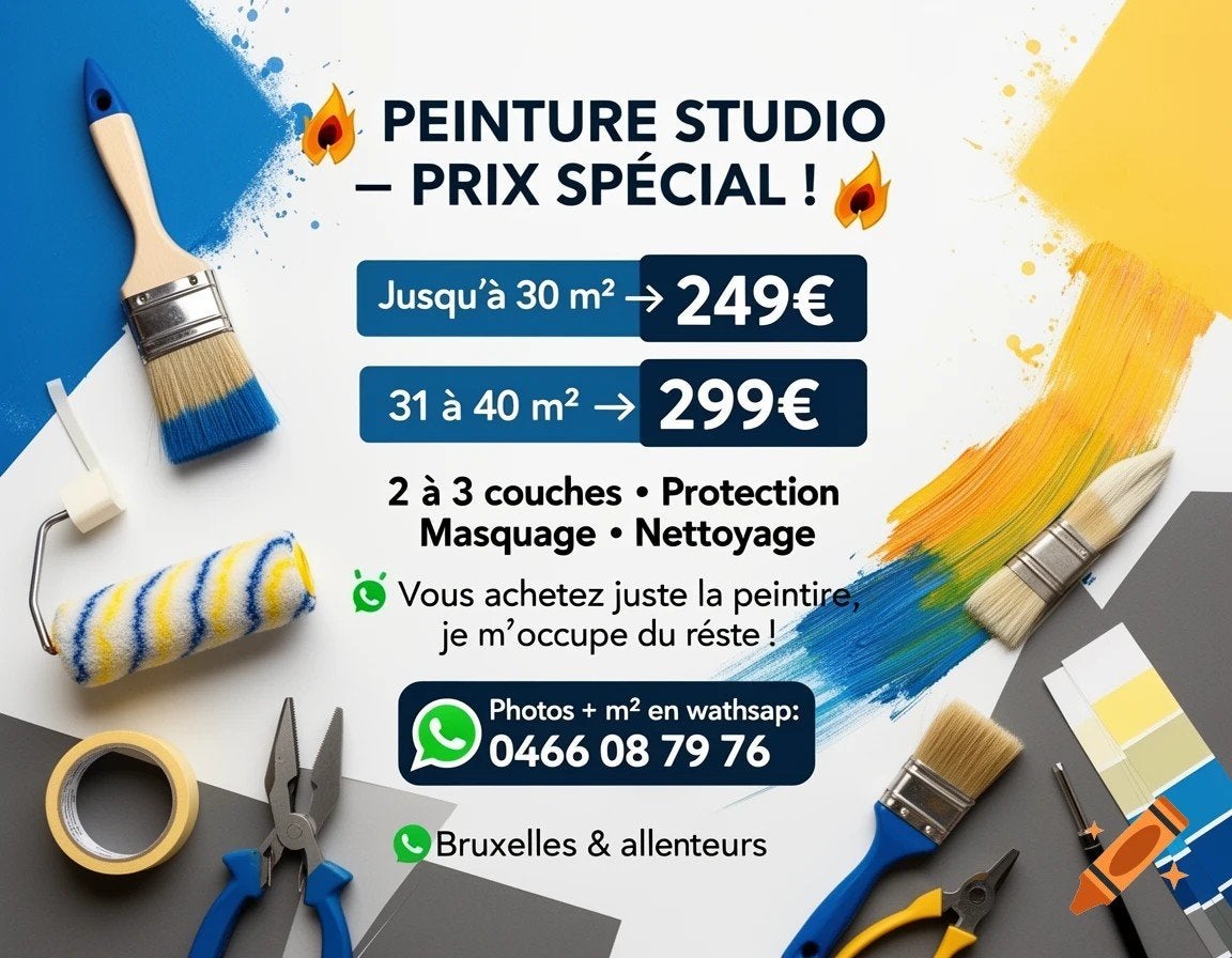 PEINTURE STUDIO – PRIX SPÉCIAL !, Maison & Meubles, Enlèvement ou Envoi