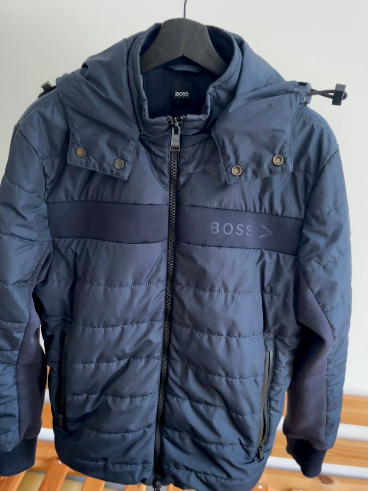 BOSS Seeger - Veste matelassée à capuche, Enlèvement, Porté, Taille 46 (S) ou plus petite, Bleu