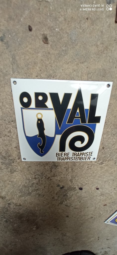 Twee geëmailleerde trappistenborden van ORVAL, Ophalen of Verzenden, Zo goed als nieuw