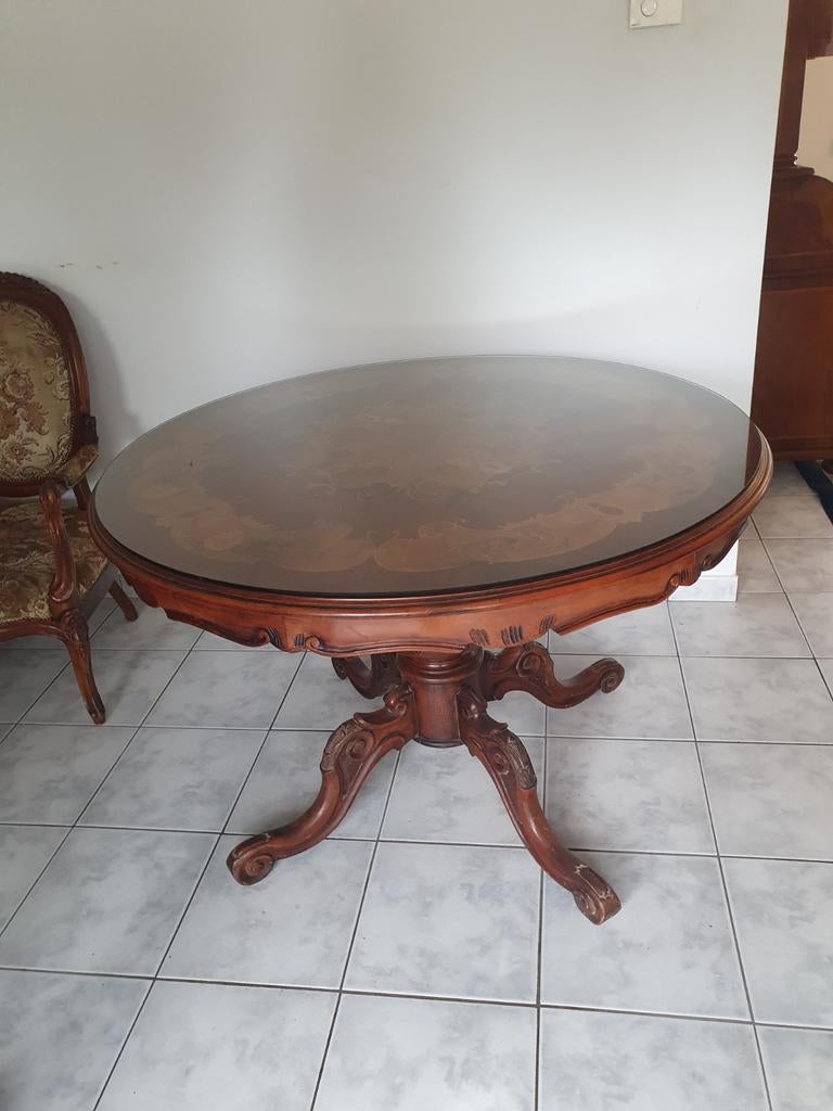 Belle table à manger ronde de style baroque antique, Antiquités & Art, Enlèvement
