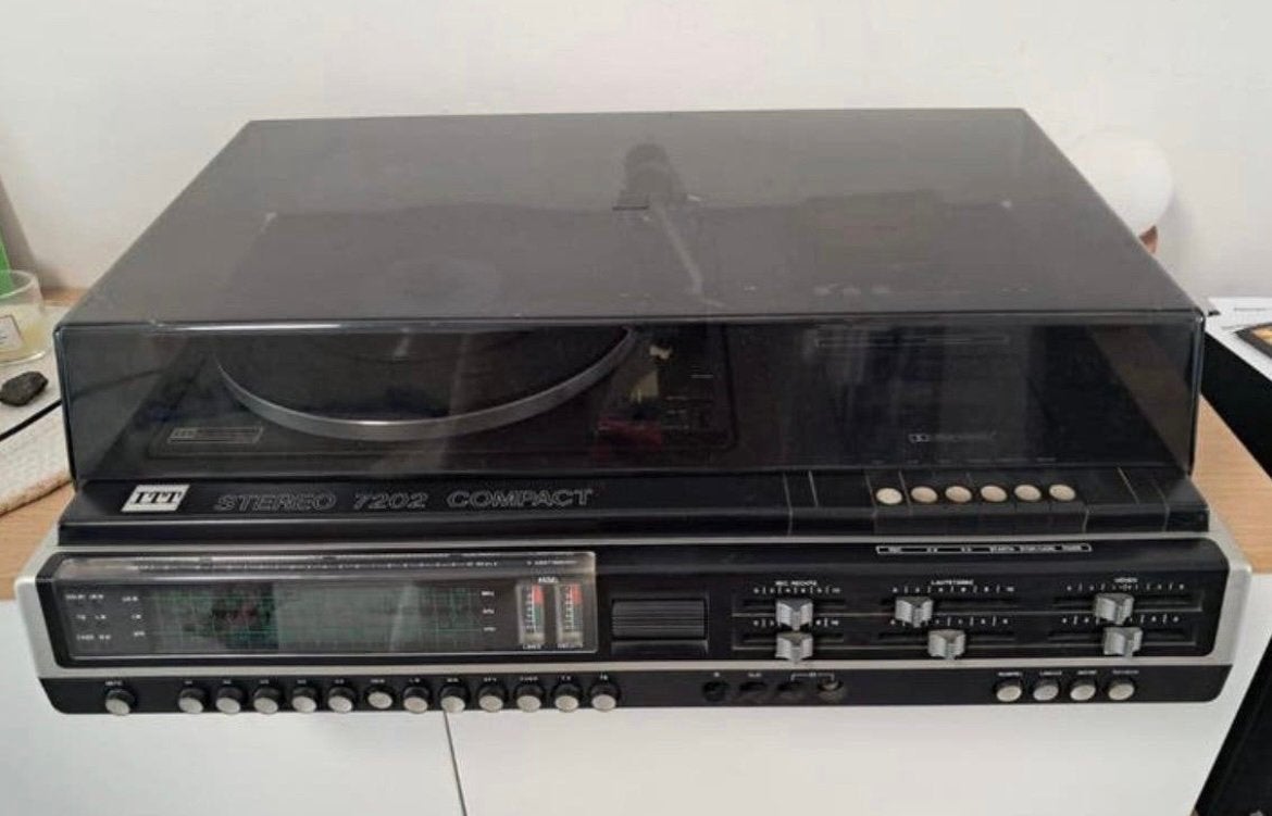 Vintage ITT stereo 7202 compact - platenspeler met 2 boxen, Enlèvement
