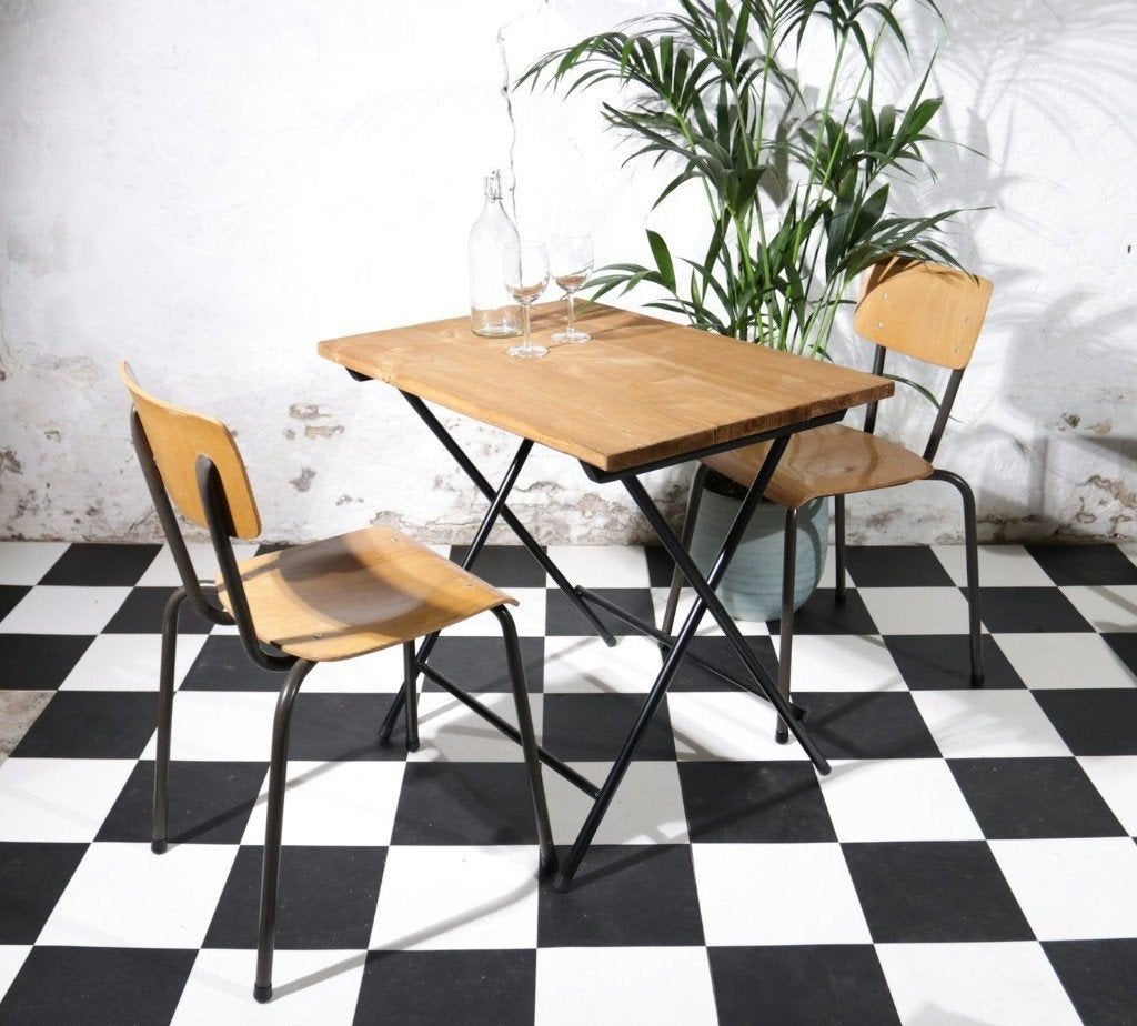 Franse Stijl Klaptafel Bistro/Terrastafel Bruin/Zwart, Tuin en Terras, Ophalen, Nieuw, Rechthoekig, Hout