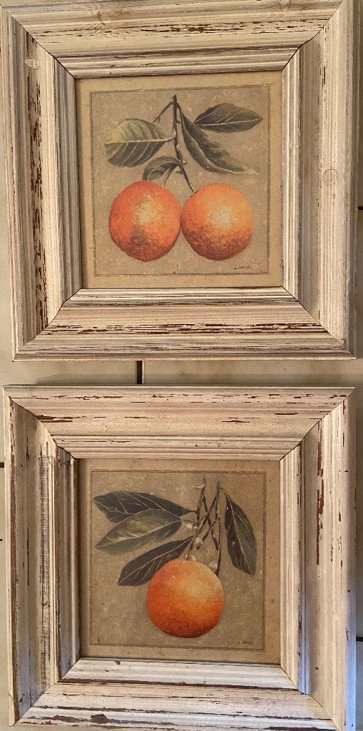 Vintage rustieke kadertjes met citrusvruchten, Collections, Rétro, Enlèvement