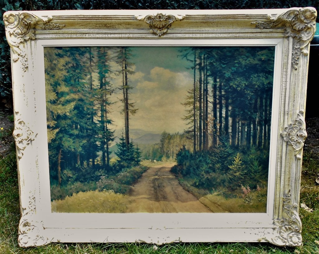 beau grand tableau  paysage Ardennes Ernst Frommhold, Antiquités & Art, Enlèvement
