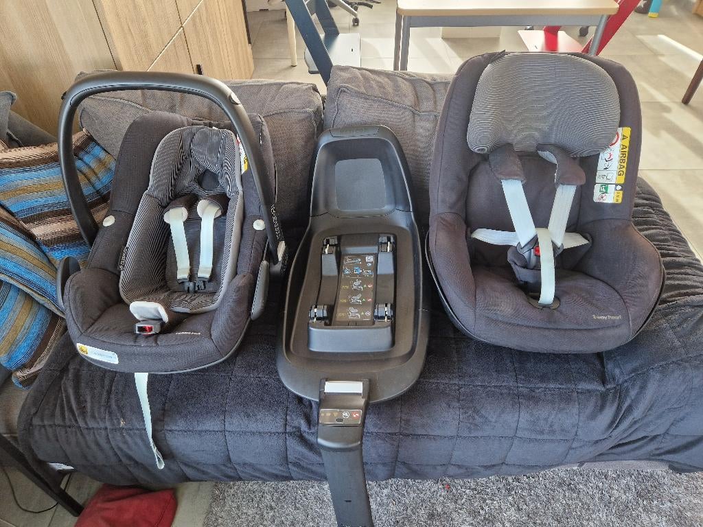 Set autostoeltjes Maxi-Cosi + Isofix (0 - 4 jaar) iSize, Kinderen en Baby's, Autostoeltjes, Ophalen, Verstelbare rugleuning, Gebruikt