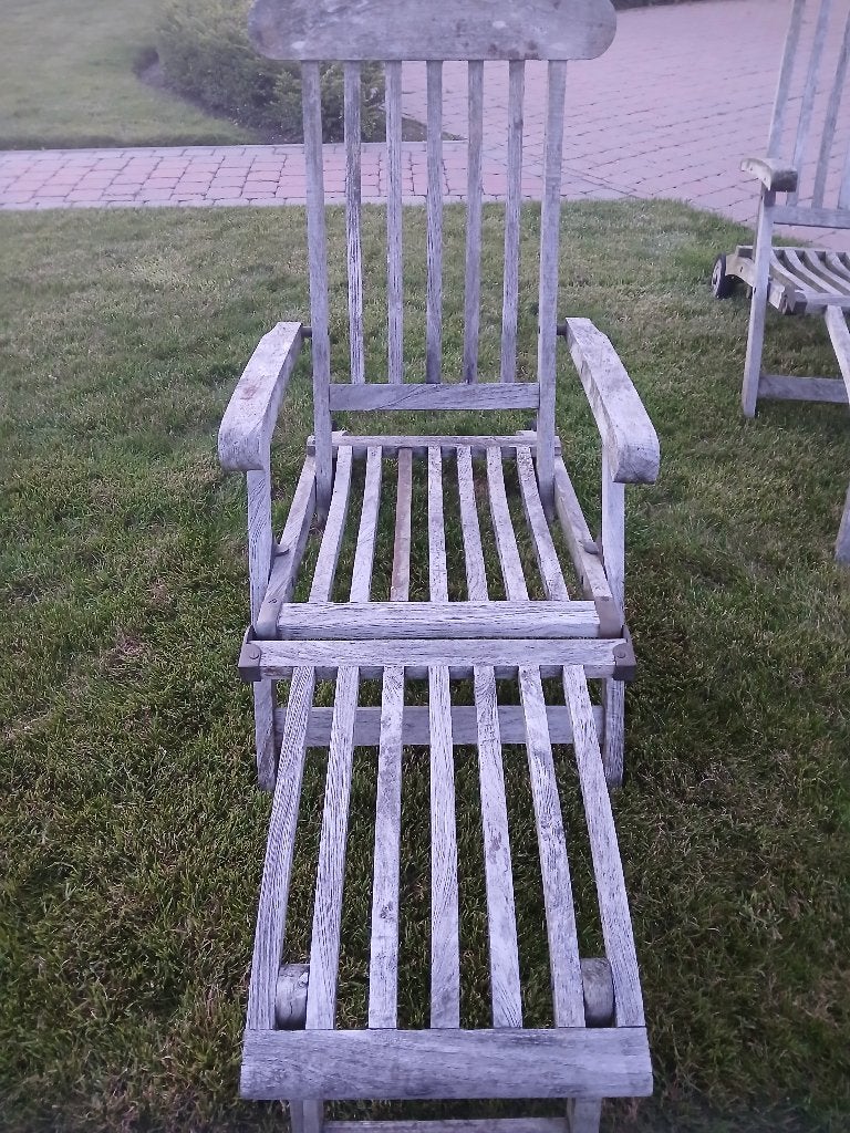 2 Tuinstoelen Teak, Tuin en Terras, Tuinstoelen, Ophalen, Gebruikt, Teakhout, Verstelbaar
