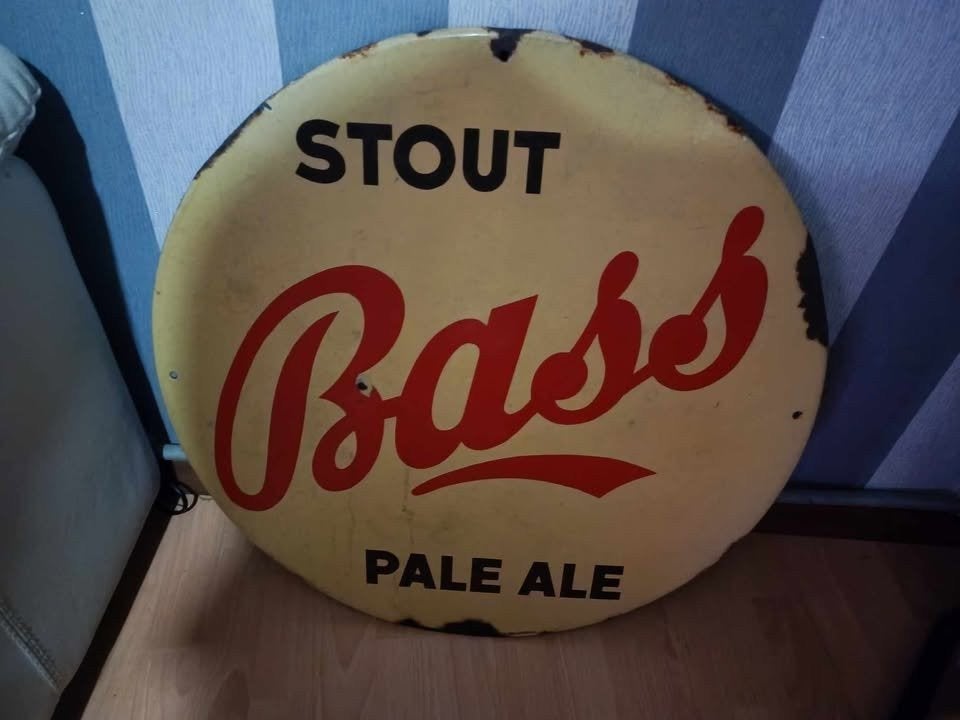 plaque emaillée BASS ( biere belge) 1934, Collections, Enlèvement, Utilisé