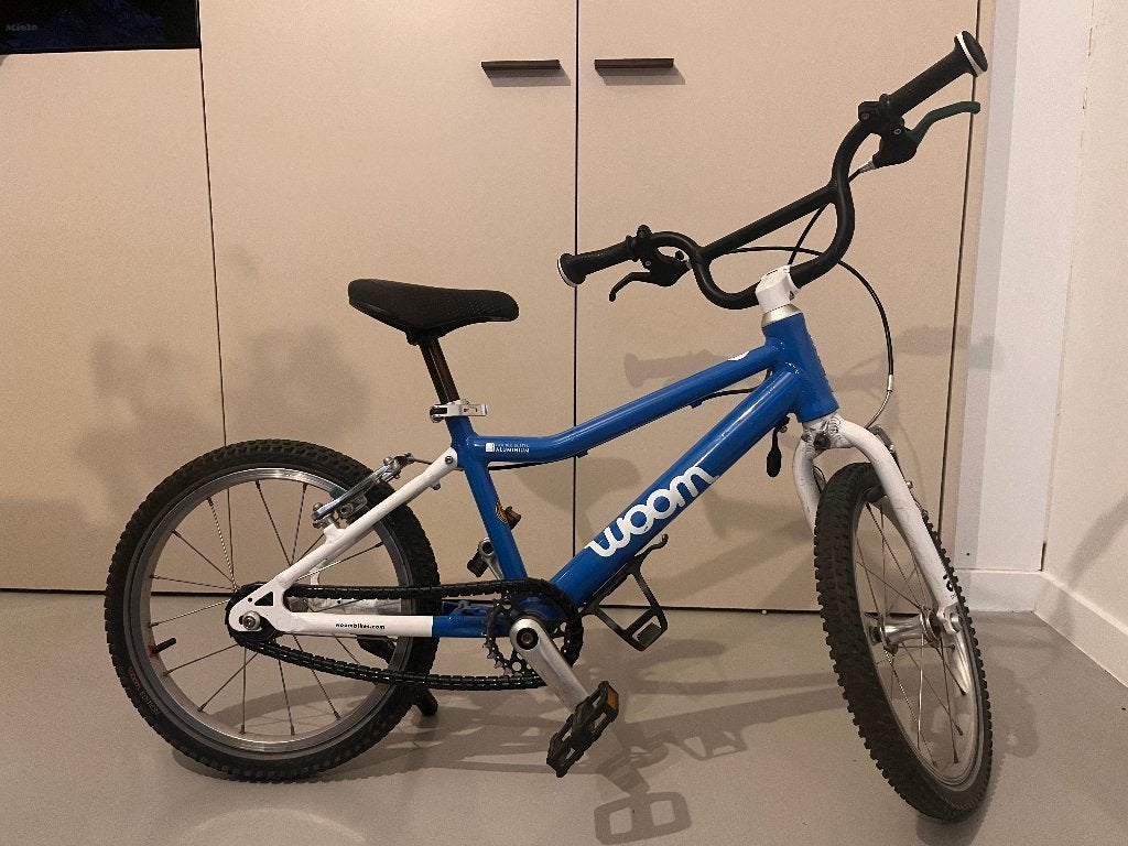 Woom 3 - blauwe kinderfiets, Vélos & Vélomoteurs, Vélos | Vélos pour enfant, Frein sur jante, 16 à 20 pouces, Enlèvement, Utilisé