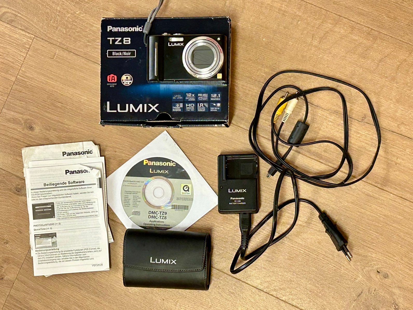 Panasonic Lumix DMC-TZ8 zwart complete vintage digicam set, Panasonic, 12 megapixels, Geheugenkaart, Ophalen of Verzenden