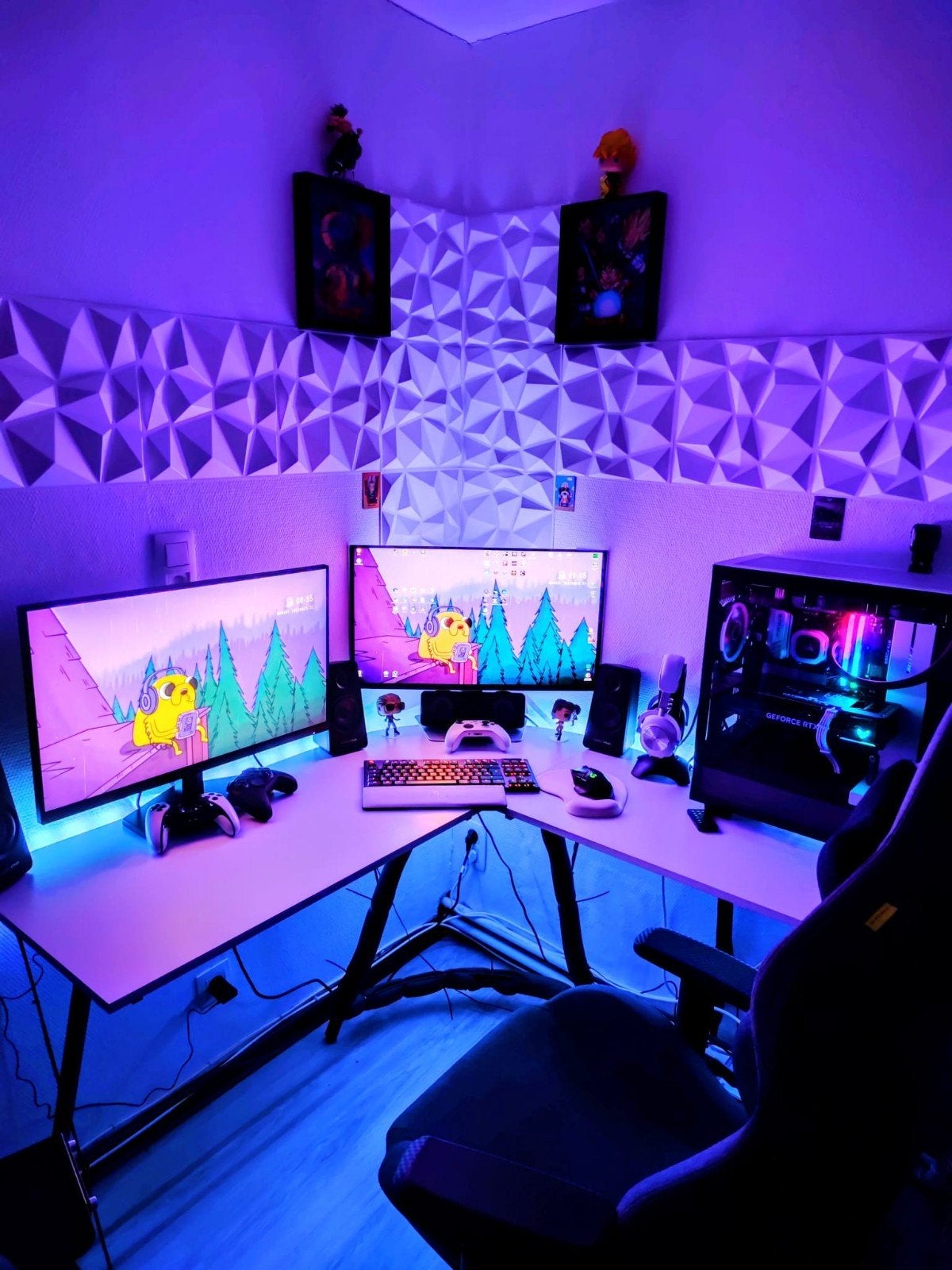 Bureau d'angle gaming / télétravail ODK blanc, Maison & Meubles, Bureaux, Bureau d'angle, Métal, Blanc, Rehausseur