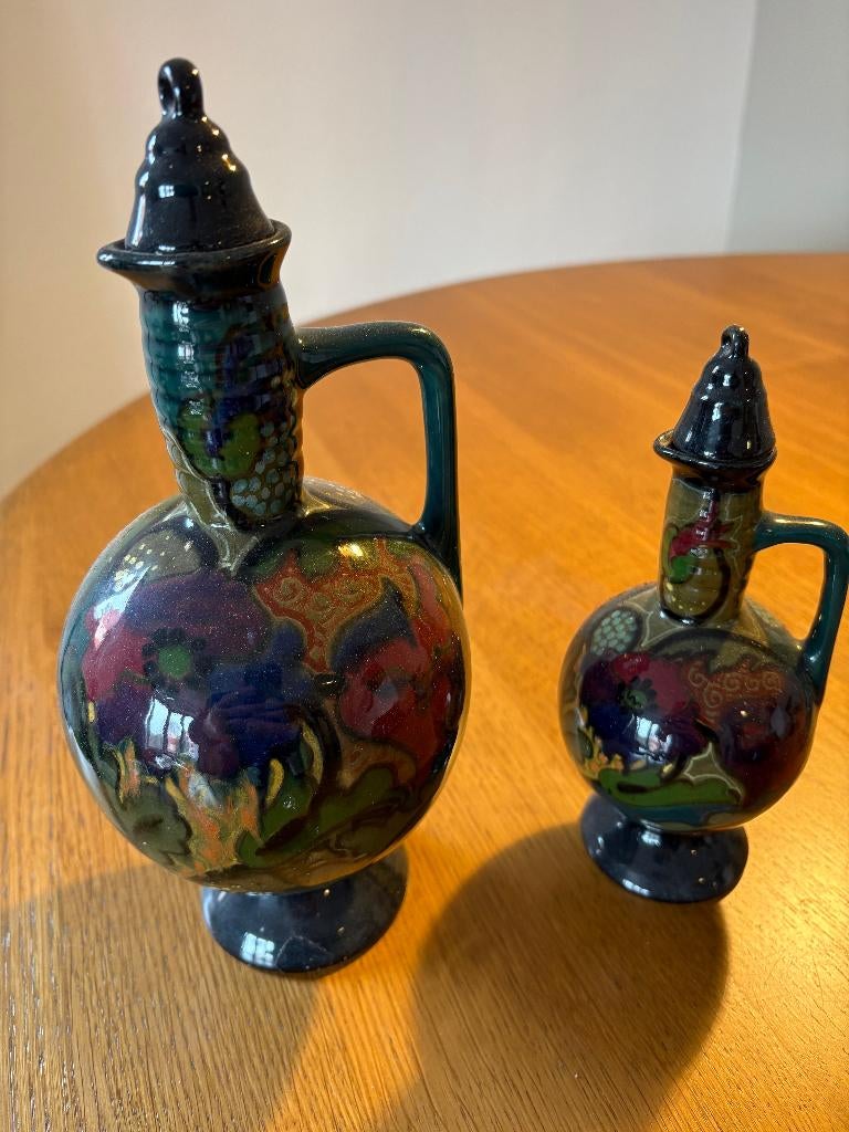 Art Deco Plateel set groene basis, Ophalen