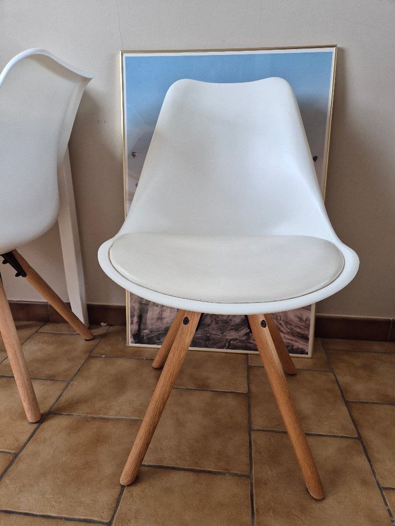 Chaises de table à manger blanches 4 pièces, Maison & Meubles, Chaises, Comme neuf, Blanc, Quatre, Enlèvement