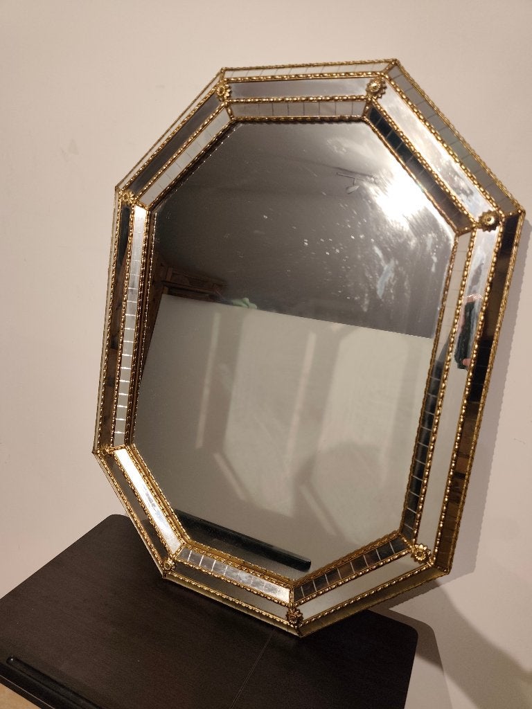 Miroir belge deknudt mirrors authentique, Antiquités & Art, Enlèvement, Autres formes, 50 à 100 cm, Moins de 100 cm