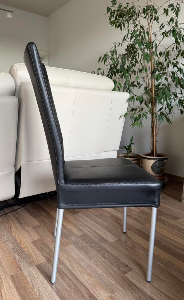 Chaises en cuir noir, Comme neuf, Enlèvement, Cinq, Six Chaises ou plus, Cuir