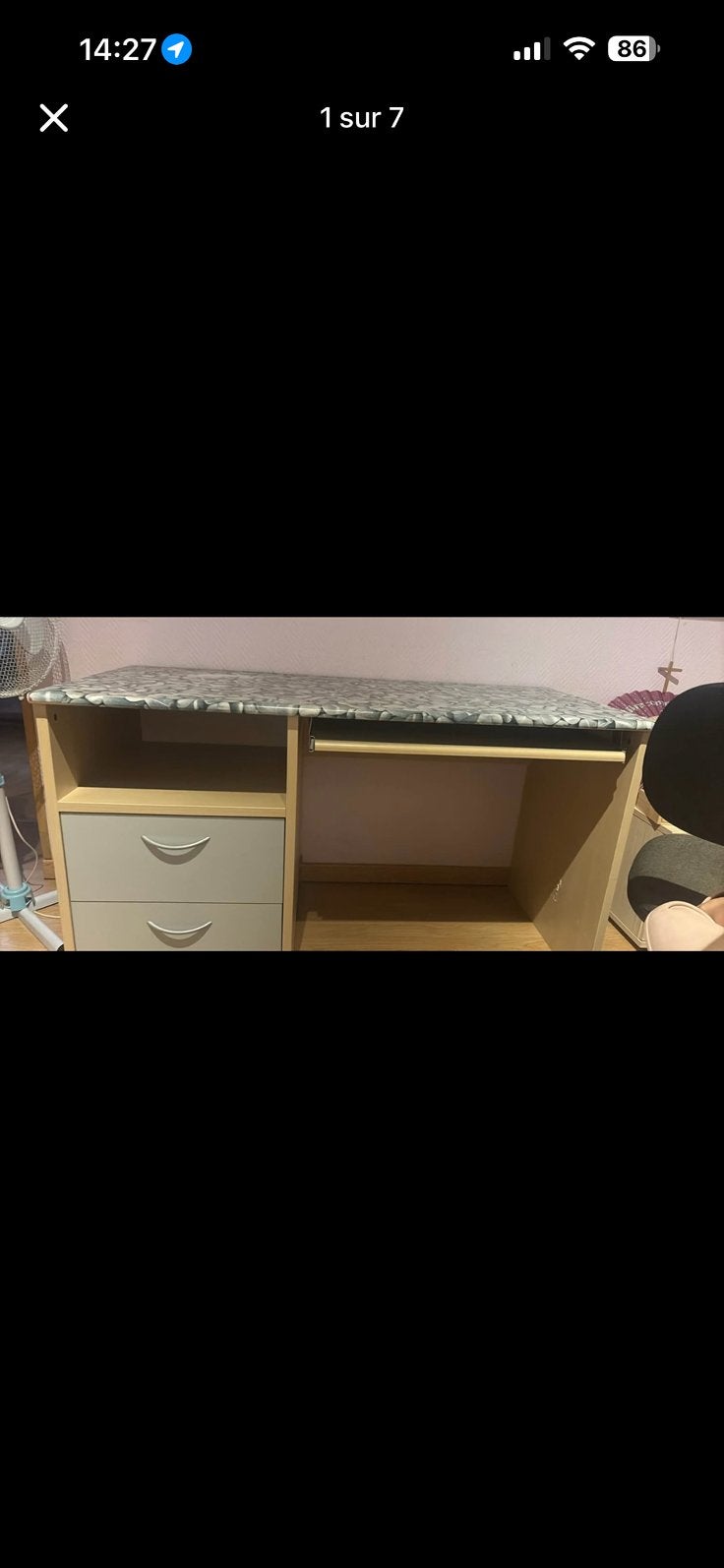 Bureau de chambre avec chaise, Enlèvement
