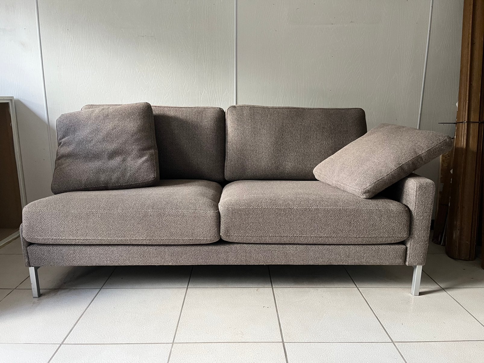 Grijsbruine zetel 3-zit Rolf Benz, Synthétique, Enlèvement, Utilisé, Modern