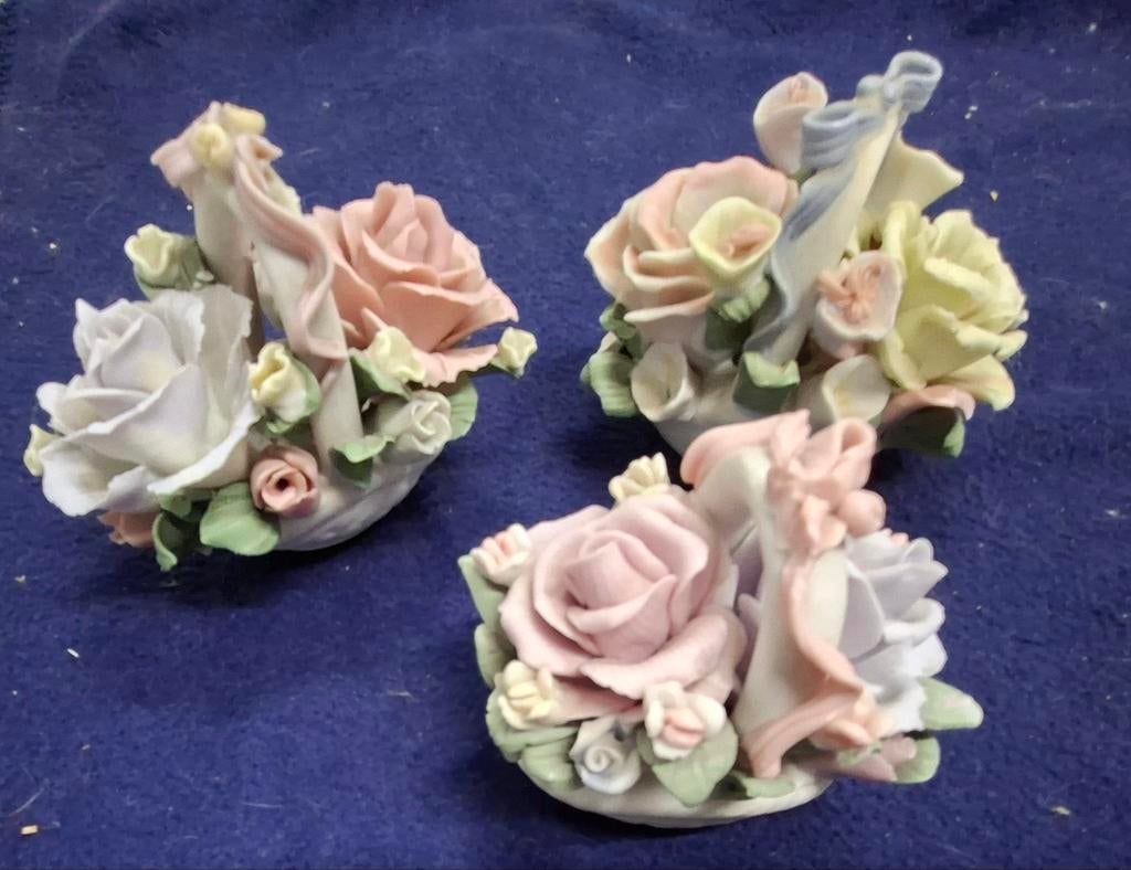 3 paniers à fleurs vintage en céramique, Antiquités & Art, Enlèvement ou Envoi