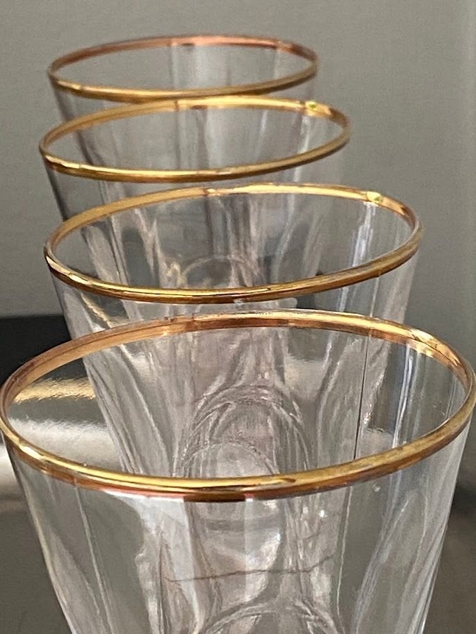4 antieke vintage ART DECO glazen uit 1930, Antiek en Kunst, Ophalen