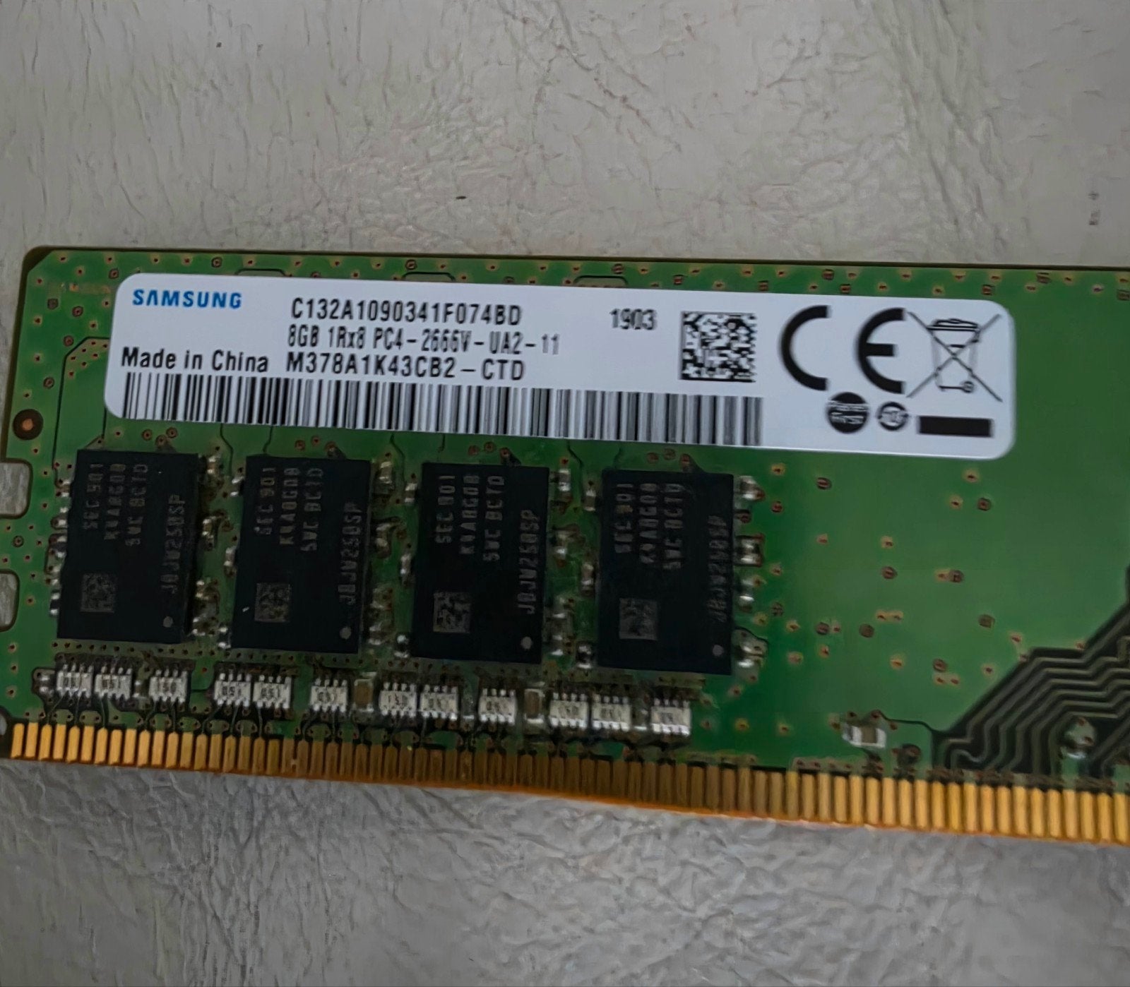 Barrette mémoire Samsung 8Gb, Enlèvement ou Envoi