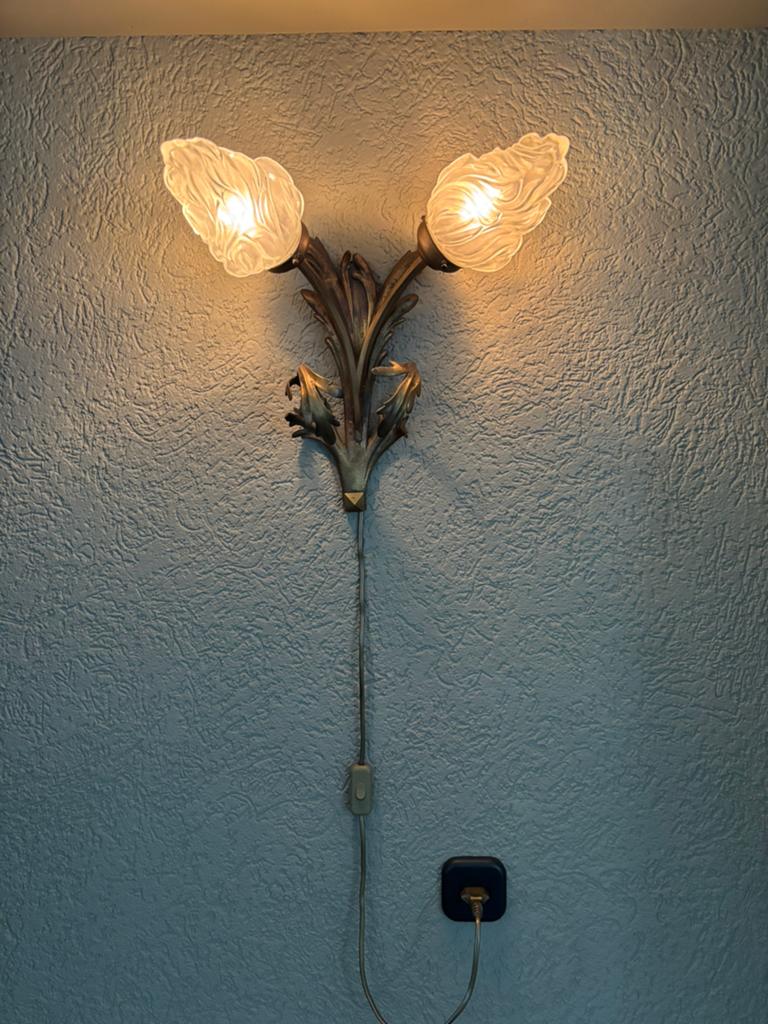 Wandlamp bronzen fakkel, Huis en Inrichting, Lampen | Wandlampen, Ophalen of Verzenden, Zo goed als nieuw