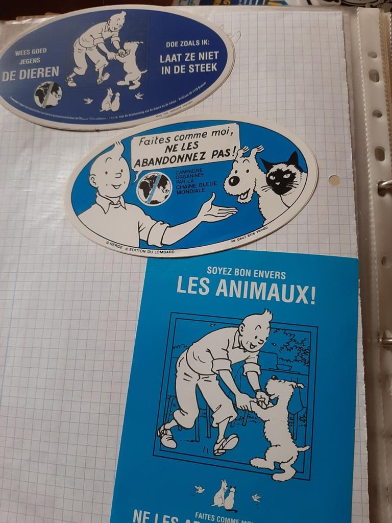 Kuifje 2 stickers + reclame, Verzenden