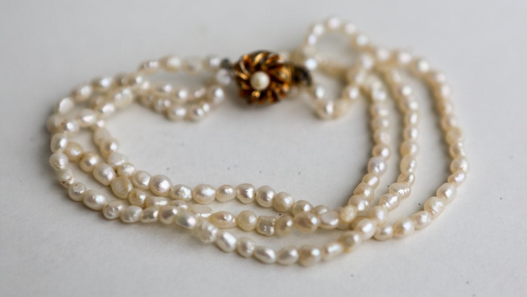 Mooie armband met zoetwaterparels - vintage, Ophalen of Verzenden, Zo goed als nieuw, Wit