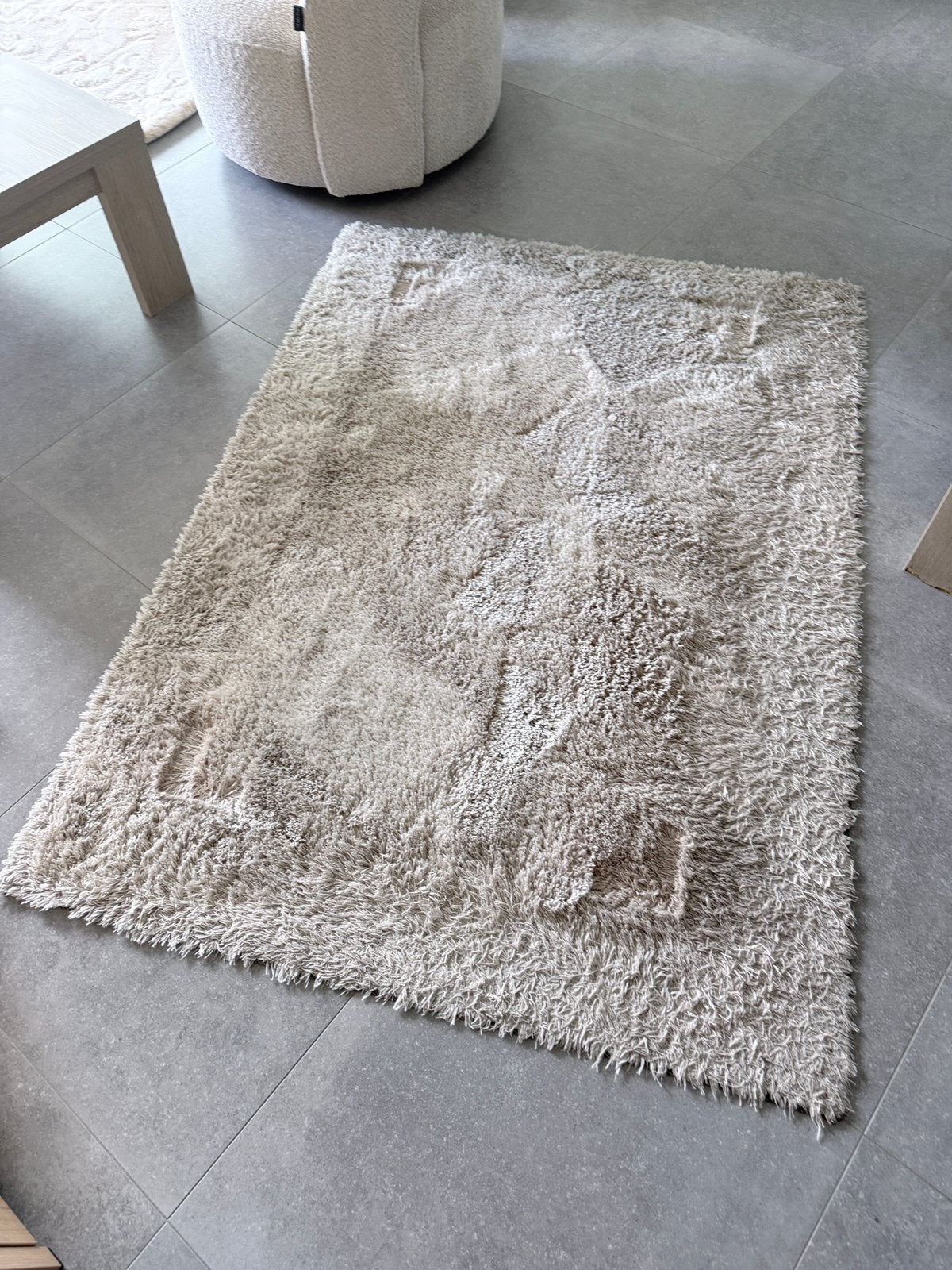 Tapijt beige rechthoekig, Ophalen, Gebruikt, 100 tot 150 cm, Beige