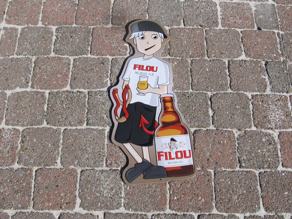 Filou licht metalen plakkaat Filou Belgian Ale, Ophalen of Verzenden, Gebruikt, Reclamebord