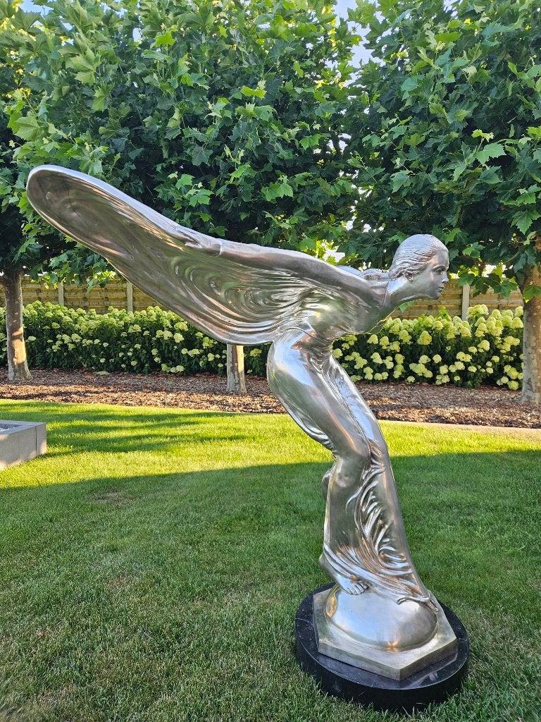 GROOT BRONS SPIRIT OF ECSTASY ROLLS-ROYCE 1,27 M HOOG TOPST, Fait main, Statue, Autres sujets, Brons