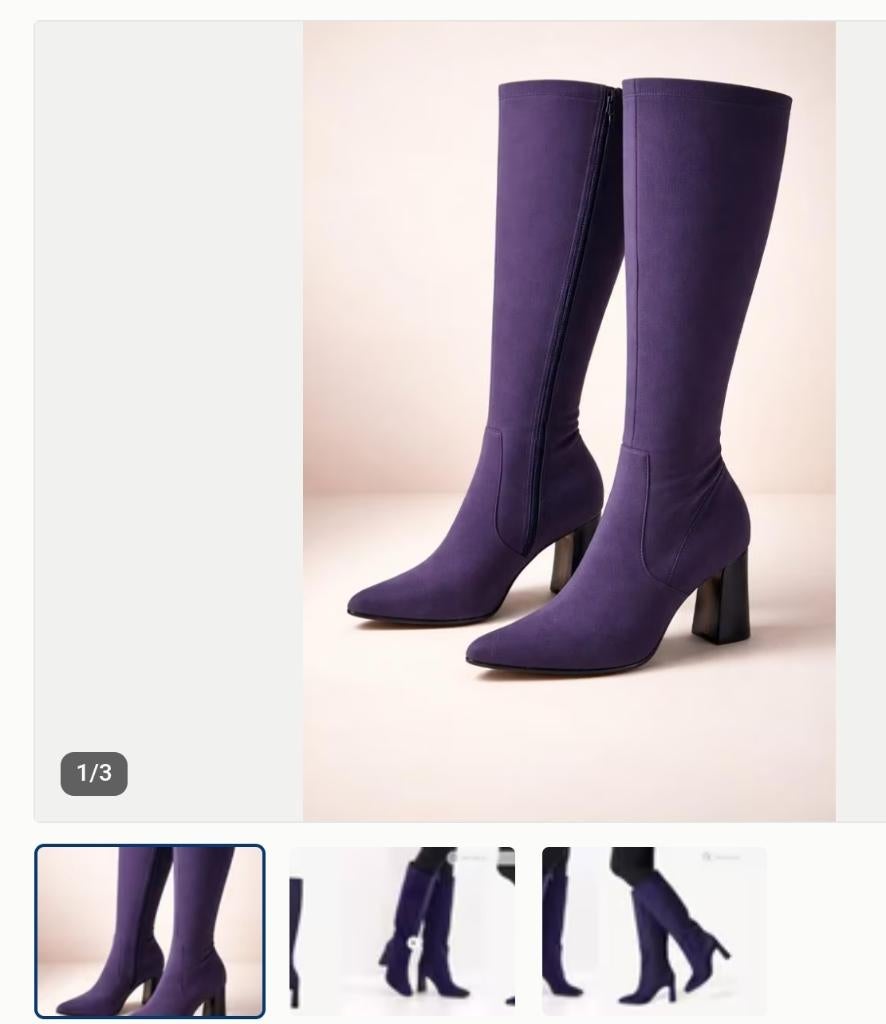 Bottes en tissu et cuir violettes avec fermeture éclair, Enlèvement ou Envoi, Bottes hautes, Neuf, Tamaris