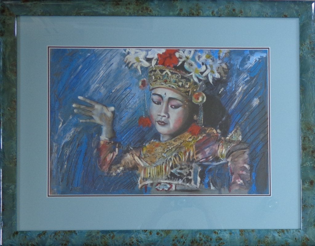 LOUIS NAGELKERKE / BALINESE DANSERES OLIEVERF 72x92cm KADER, Ophalen, Figuren, Papier/karton, Olieverf