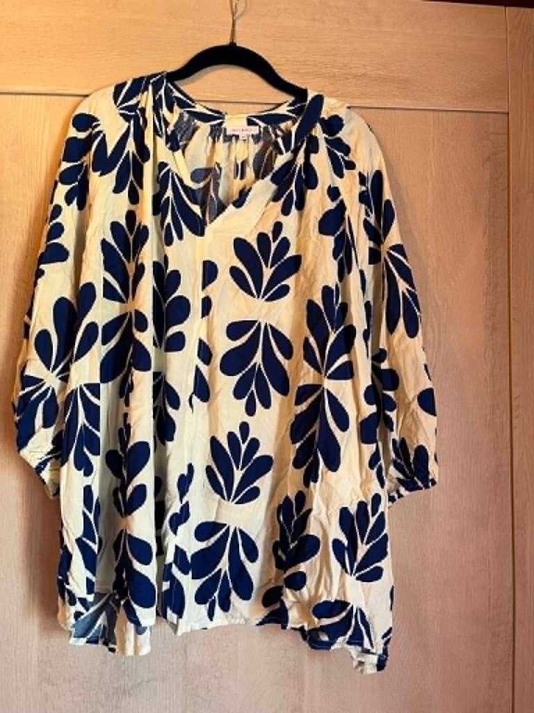 blouse blauw wit bel bo 48 ampe r gedragen, Kleding | Dames, Grote Maten, Blauw, Blouse of Tuniek, Bel & Bo, Ophalen of Verzenden