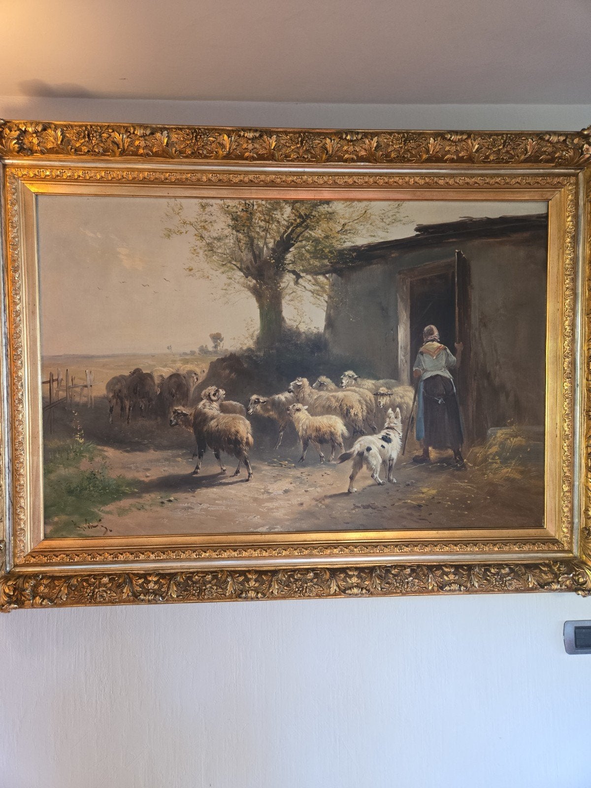 Peinture d'époque de Henry Schoutens, Enlèvement, Signé, Animaux